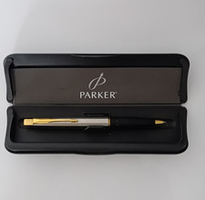 VINTAGE PARKER FRONTIER  BALLPOINT PEN - BLACK MATTE WITH GOLD TRIM 