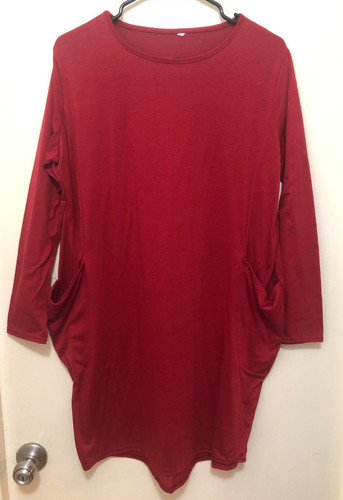 Deep red cocoon dress - cocoon, long