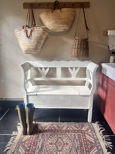 Antique white bench - antique,