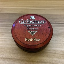 Vintage Typewriter Ribbon Tin, round Caribonum Red-box 