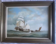 William Calladine (b1941) oil on board ‘Dutch Coastal Shipping’  