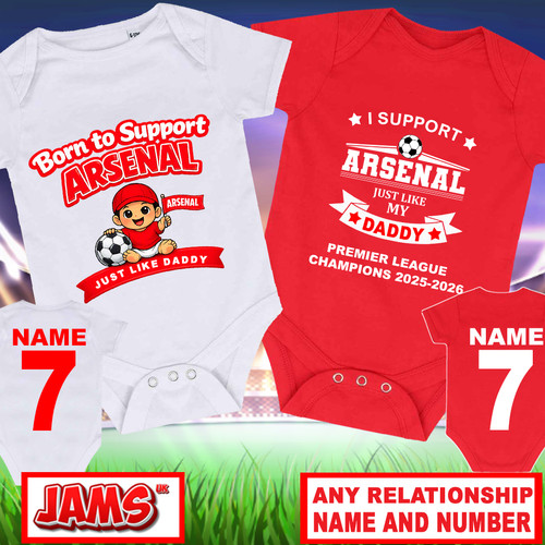 Personalised arsenal baby grow - personalised,