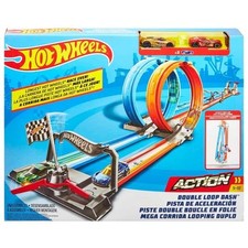 Hot Wheels Action Double Loop Dash Playset with 2 x Die Cast Cars