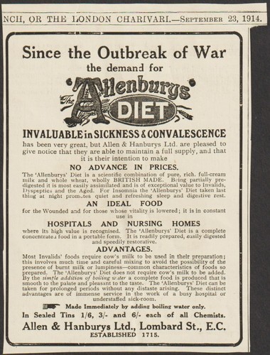 Ww1 allenbury advert - ww1, "since