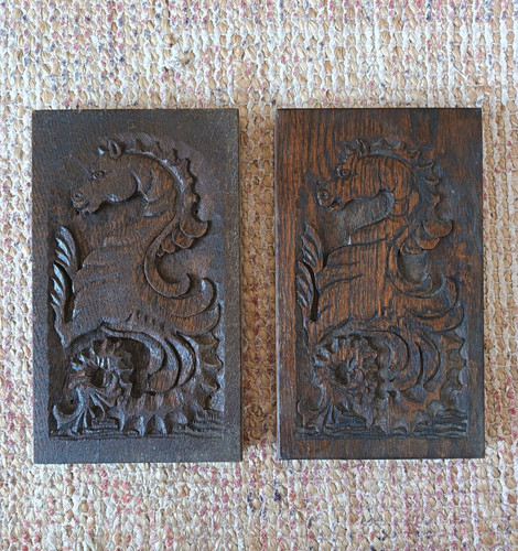 Antique carved oak mythical - oak,