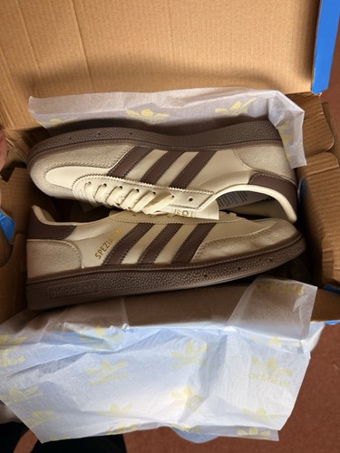 White and brown adidas - and,