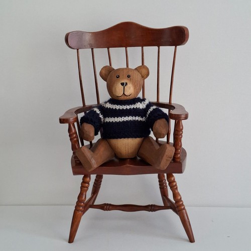 Carved wooden teddy bear - wooden,