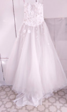 "Veromia" White Wedding Dress - Embellished Bodice - Size 10