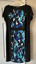 Turquoise/Black knee length  Dress size 16 David Emanuel BNWT