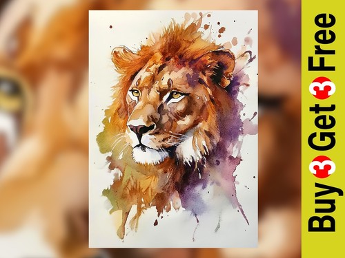 Majestic lion portrait x7 - majestic, 5"x7"