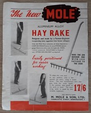 Mole Aluminium Alloy Hay Rake Brochure / Leaflet c.1950s - M. Mole & Sons Ltd