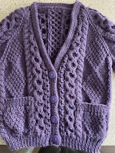 Purple twist aran cardigan - purple,