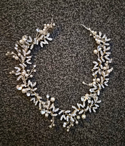 Silver tone bridal hair - silver,