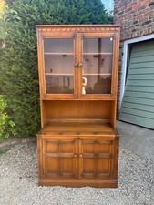 Ercol Mural Wall Cabinet Media Stereo Unit. Glazed Solid Elm Golden Dawn Unit