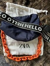 Zara Funky Blue Cross Body Bag With Orange Chain 