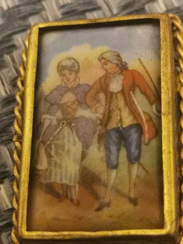 French hand painted broach - painted,