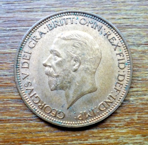1934 half penny - penny, coin.