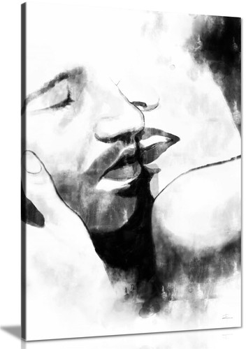 Kissing couple charcoal - kissing,