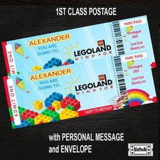Legoland Windsor  Personalised Ticket Birthday Surprise  Keepsake Gift Voucher