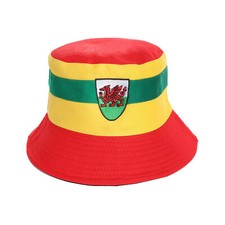 BLACK BUCKET WALES HAT EURO 24 WELSH SUPPORTERS SPORTS WORLD CUP REVERSIBLE LOT