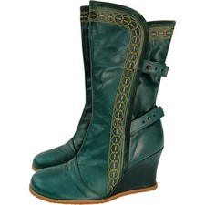 Whistles Green Leather Wedge