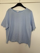 Ladies Blue Cotton casual Blouse Size 24 By Cotton Traders Plus Size Bx7