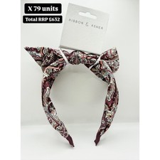 Wholesale Job Lot 79 Units Ribbon & Asher Headband Satin Scarf Print Bow Shop