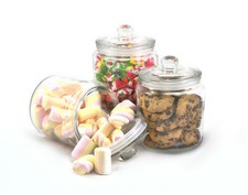 X3 0.9L GLASS STORAGE BISCOTTI JAR / COOKIE JAR / SWEET JAR WITH AIRTIGHT LID UK