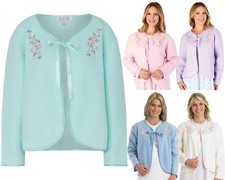 Slenderella Ribbon Bed Jacket Ladies 24" Embroidered Polar Fleece Tie Bedjacket