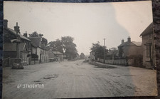 The Highway Great Staughton  St Neots Postcard Pub Shops Village cross sundial