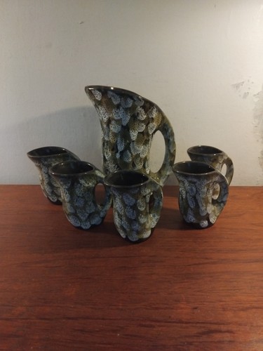 Vallauris pottery drink set - vallauris,