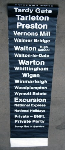 Bus destination blind - destination, ribble
