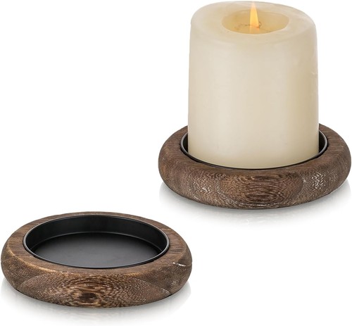 Wood candle holder farmhouse - candle,