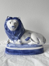Rye Pottery Blue and White Lion Figurine