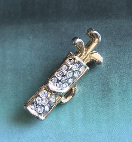 Golf caddy brooch clubs - 3, gold
