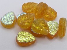 Czech glass leaf drop - glass,
