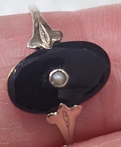 Victorian black onyx and seed - black,