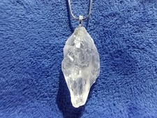 Clear Azeztulite Quartz Pendant Stainless Steel Snake Chain Necklace - 17" Long