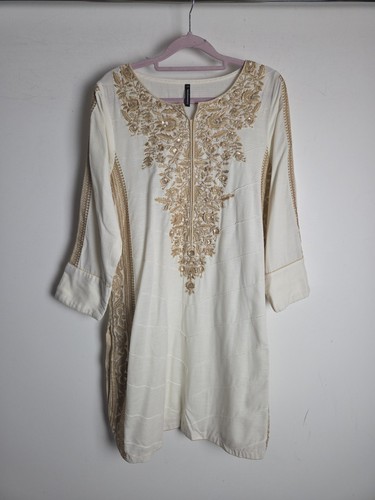 White embroidered kurta - embroidered,