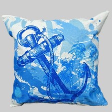 Nautical Ocean Cushion Cover Marine Life & Ship Decor Coastal Home 45cm x 45cm