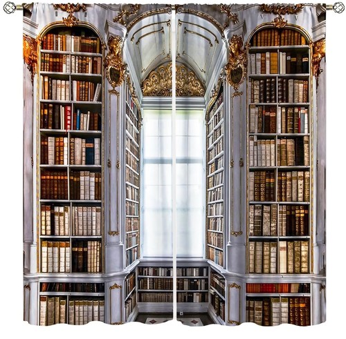 Library bookshelf curtains - library,
