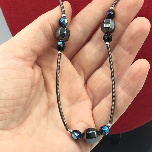 Black rainbow bead - &, necklace
