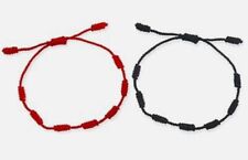 2 Pack Kabbalah Amulet 7 Knot Lucky Red / Black String Braid Bracelet Protection