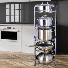 5 Tier Pan and Pot Rack Stainless Steel Saucepan Stand Kitchen Storage Organiser