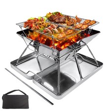Hanviter Portable Fire Pit for Camping: Collapsible Stainless Steel Grill with i