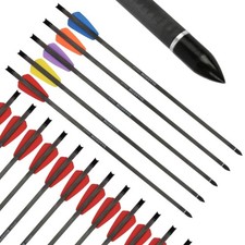 15" Mini Arrows Bolts Pure Carbon Archery Screw Point 2" Vanes Mini Bow Hunting