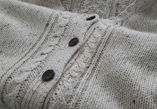 Fat Face Cable Knitted Cardigan Size 12 Cotton Blend Ivory Knit