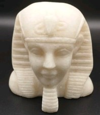 Egyptian Sphinx Cream soapstone hand carved head H: 3.5" W: 3.6" Weight: 571g 