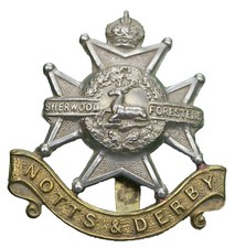 Notts & Derby ~ Sherwood Foresters Regiment ~ K/C Bi Metal Cap Badge