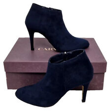 CARVELA Serene Navy Suedette Zip Up Stiletto Heel Round Toe Boots Ladies Q